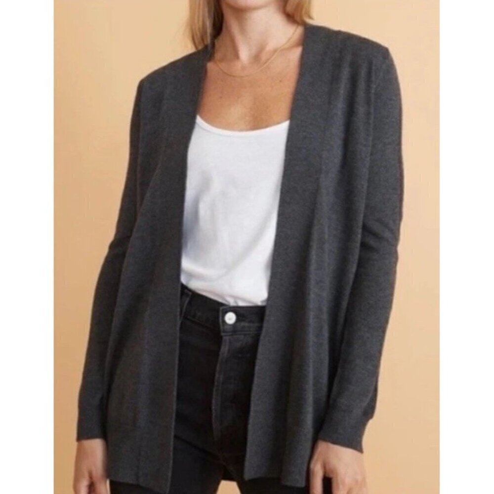 Marine Layer Mae Cardigan In Charcoal Gray Woman's Sz M Open Front Sweater